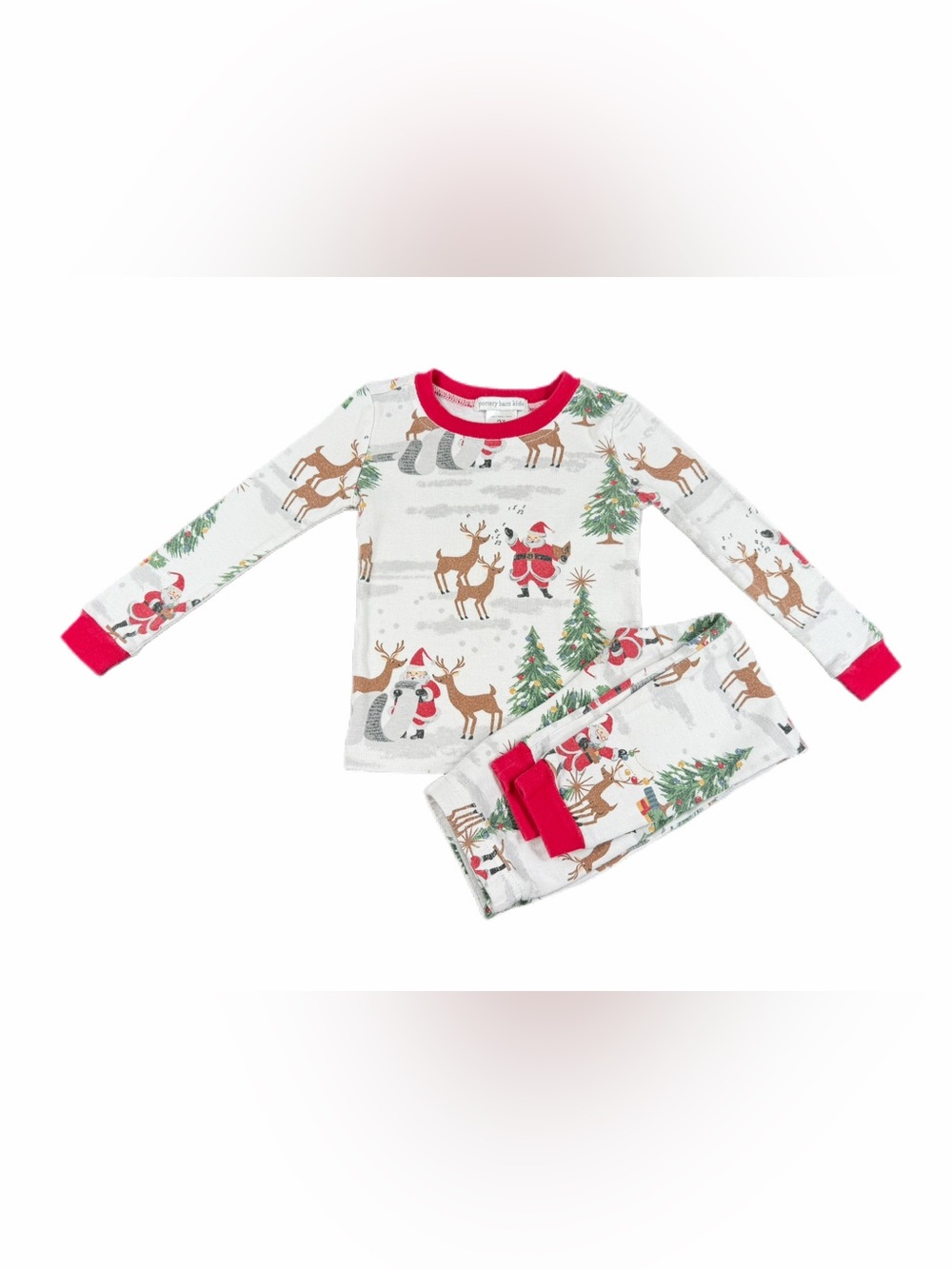 POTTERY BARN KIDS Org Cotton Heritage Santa Pajama Set- 2T